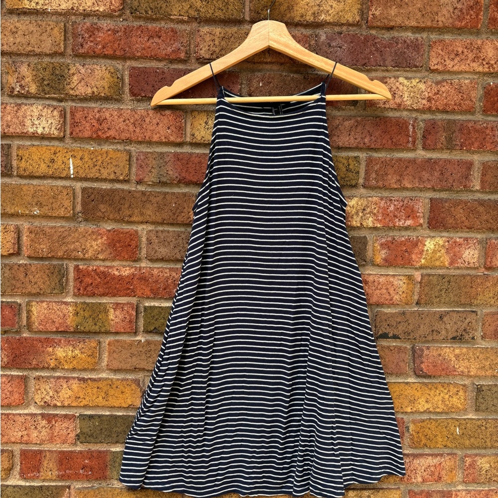 Forever 21 A-Line Blue and White Midi dress